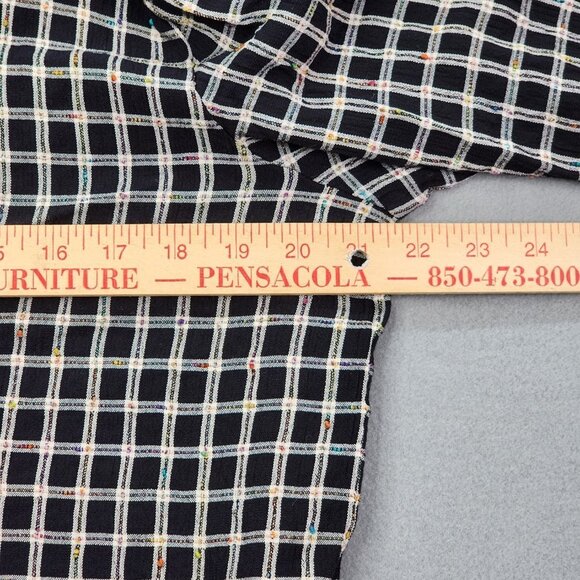 Vintage Addiction Button Up Blouse Women's Large Black Plaid Long Sleeve Top - Picture 6 of 11